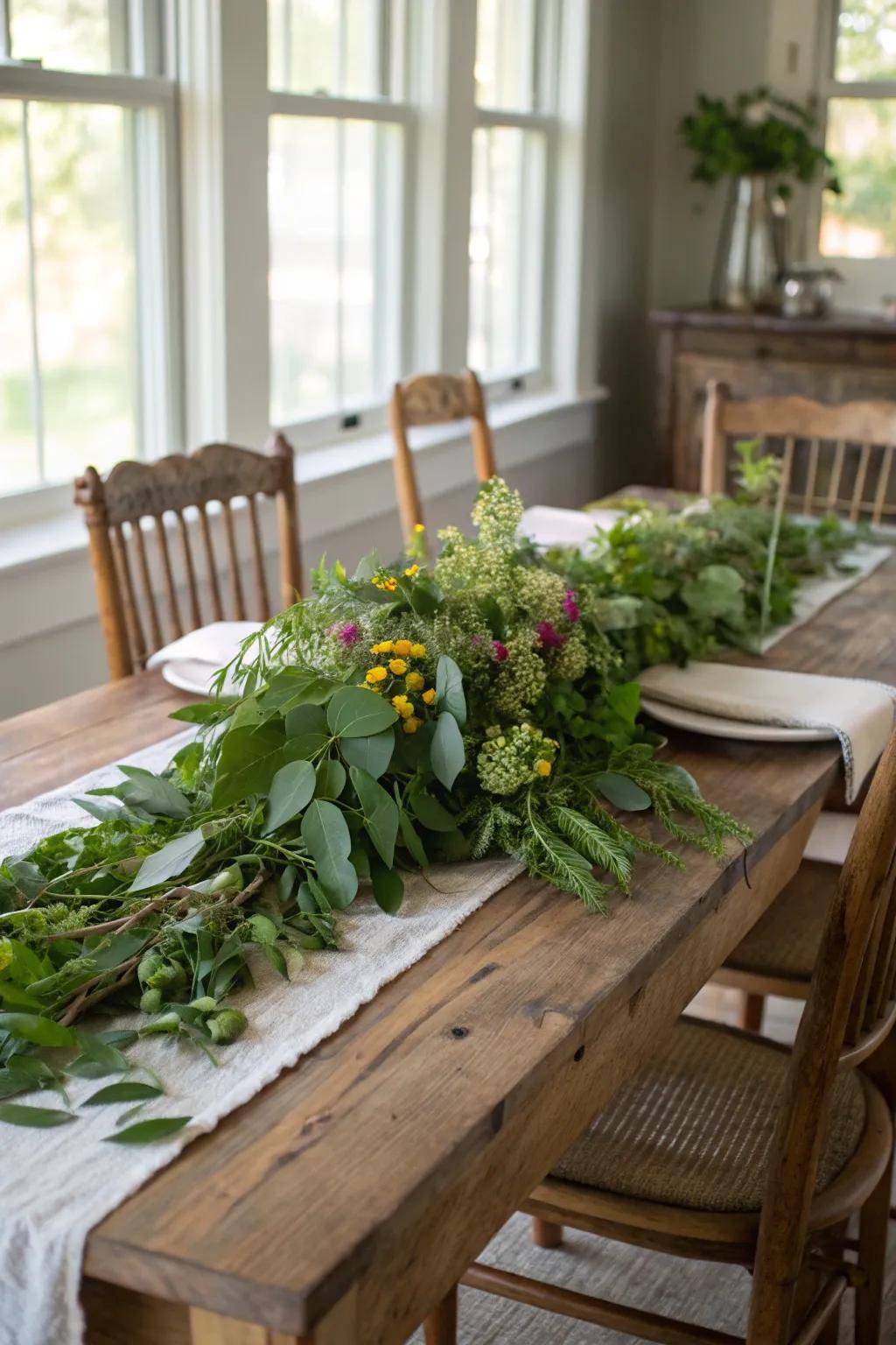 A living runner adds a fresh, natural element.