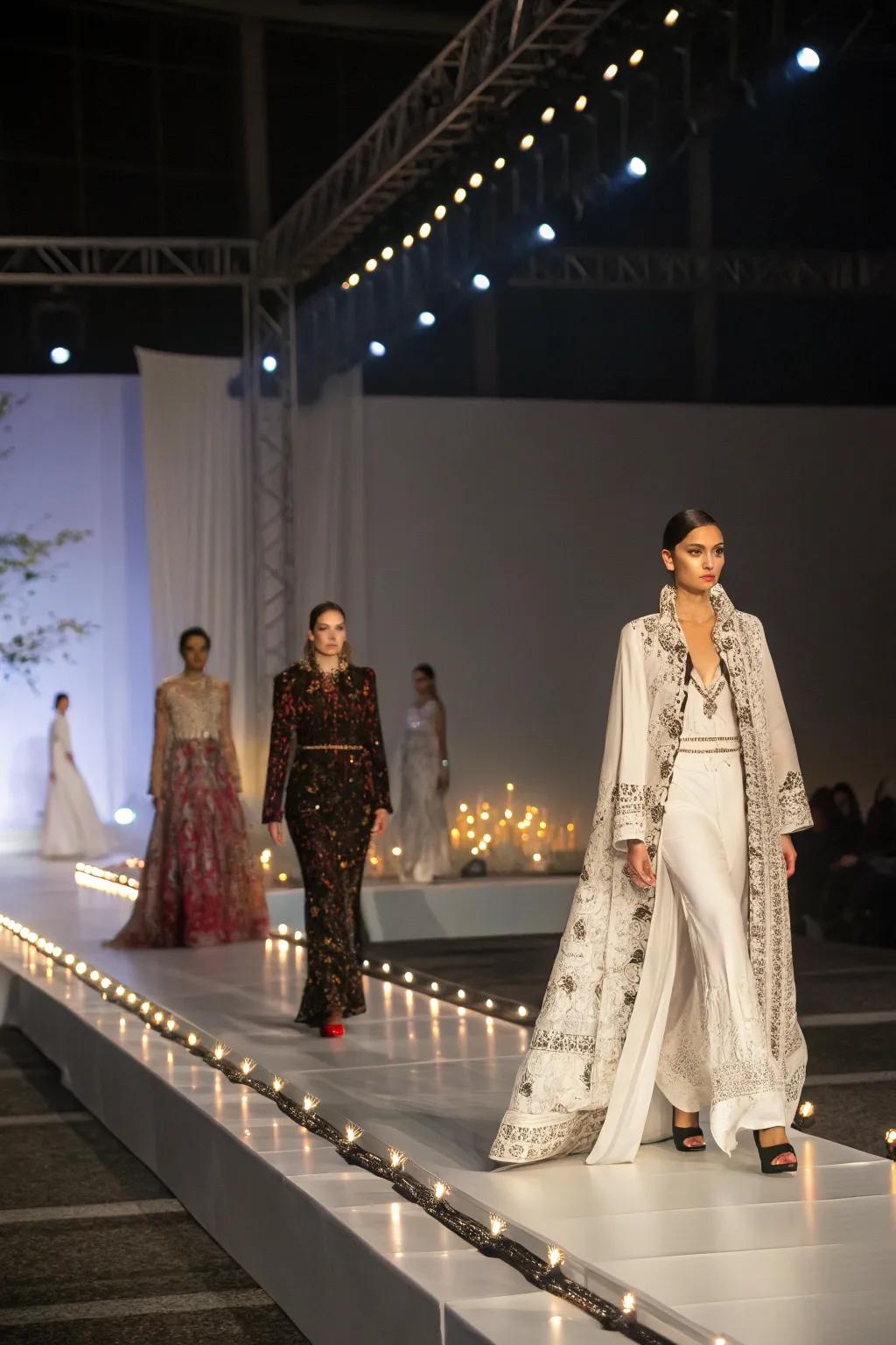 An elevated runway crafts a dramatic and impactful fashion show experience.