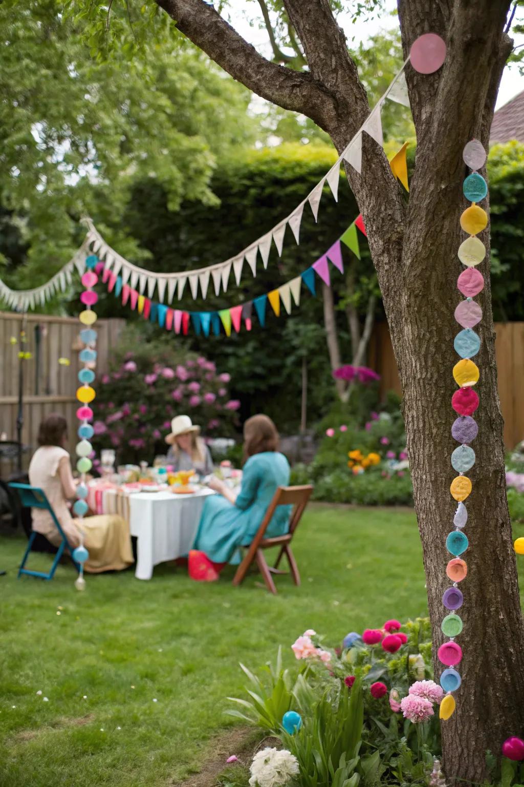 Felt garlands enhance the charm and atmosphere of outdoor gatherings.