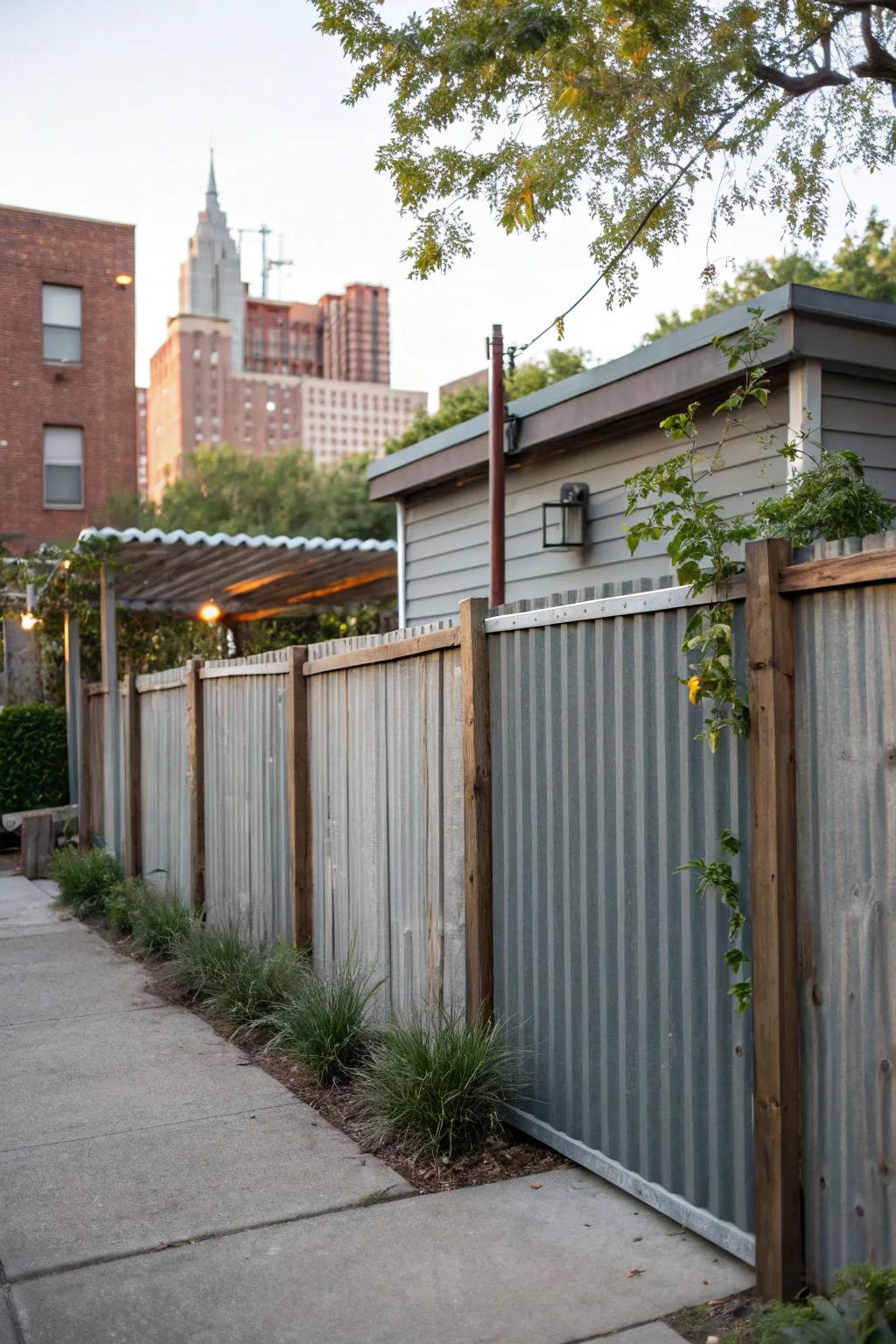 Corrugated metal adds durability and an industrial vibe.