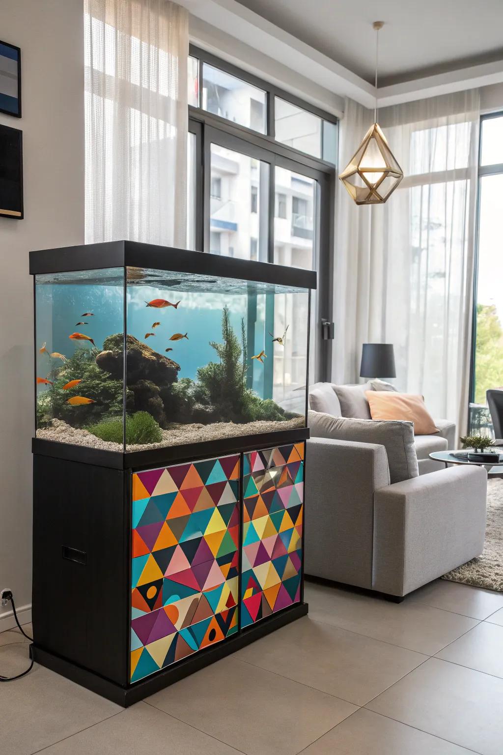 Introduce a burst of modernity through geometric shapes.