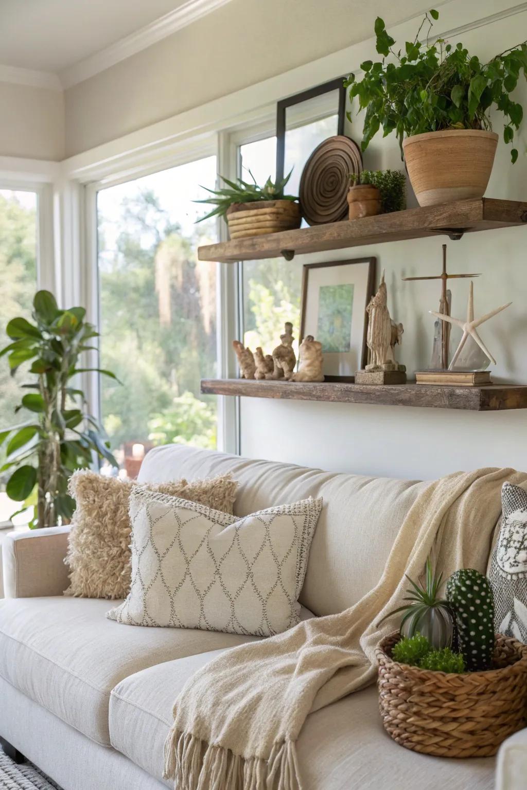 Nature-inspired decor instills a sense of tranquility.
