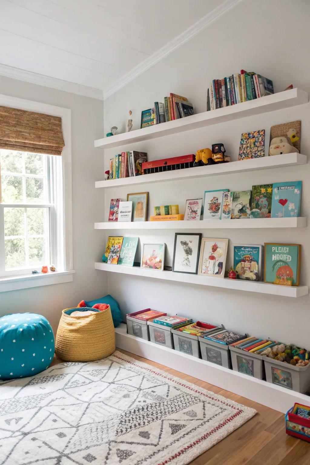 Decorative ledges in a child's zone promote entertaining structure.