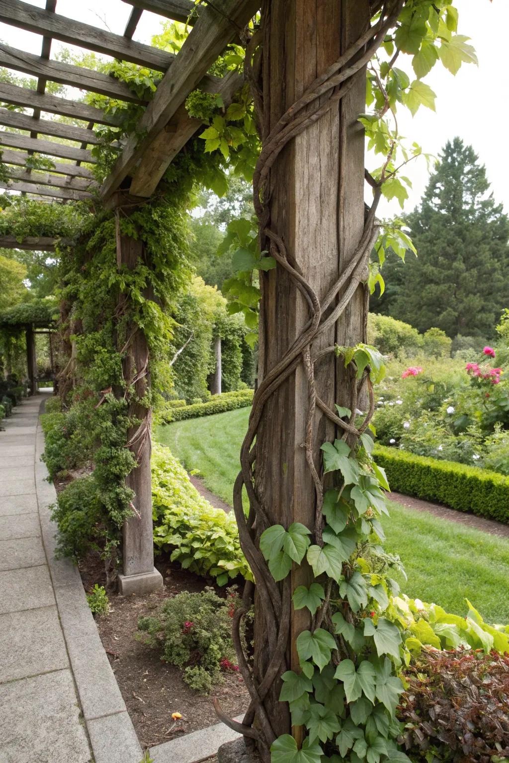 Ascending vines crafting vertical garden beauty.