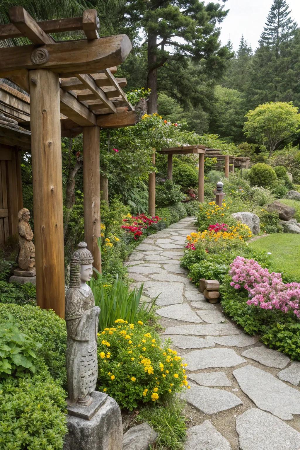 Inherent sculptures that add artistic flair to the garden.