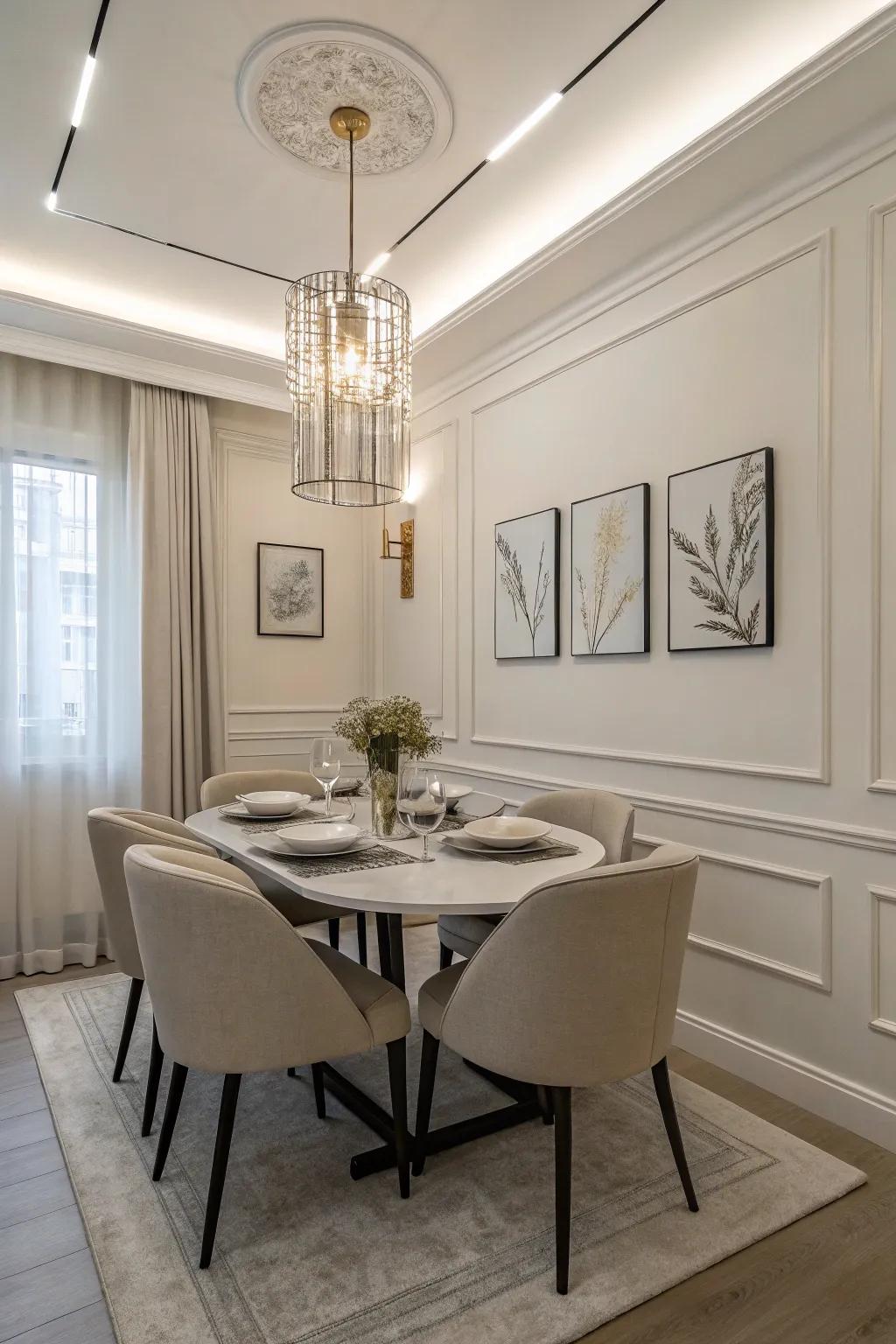 The dining room becomes a place of peace and style through minimalism.
