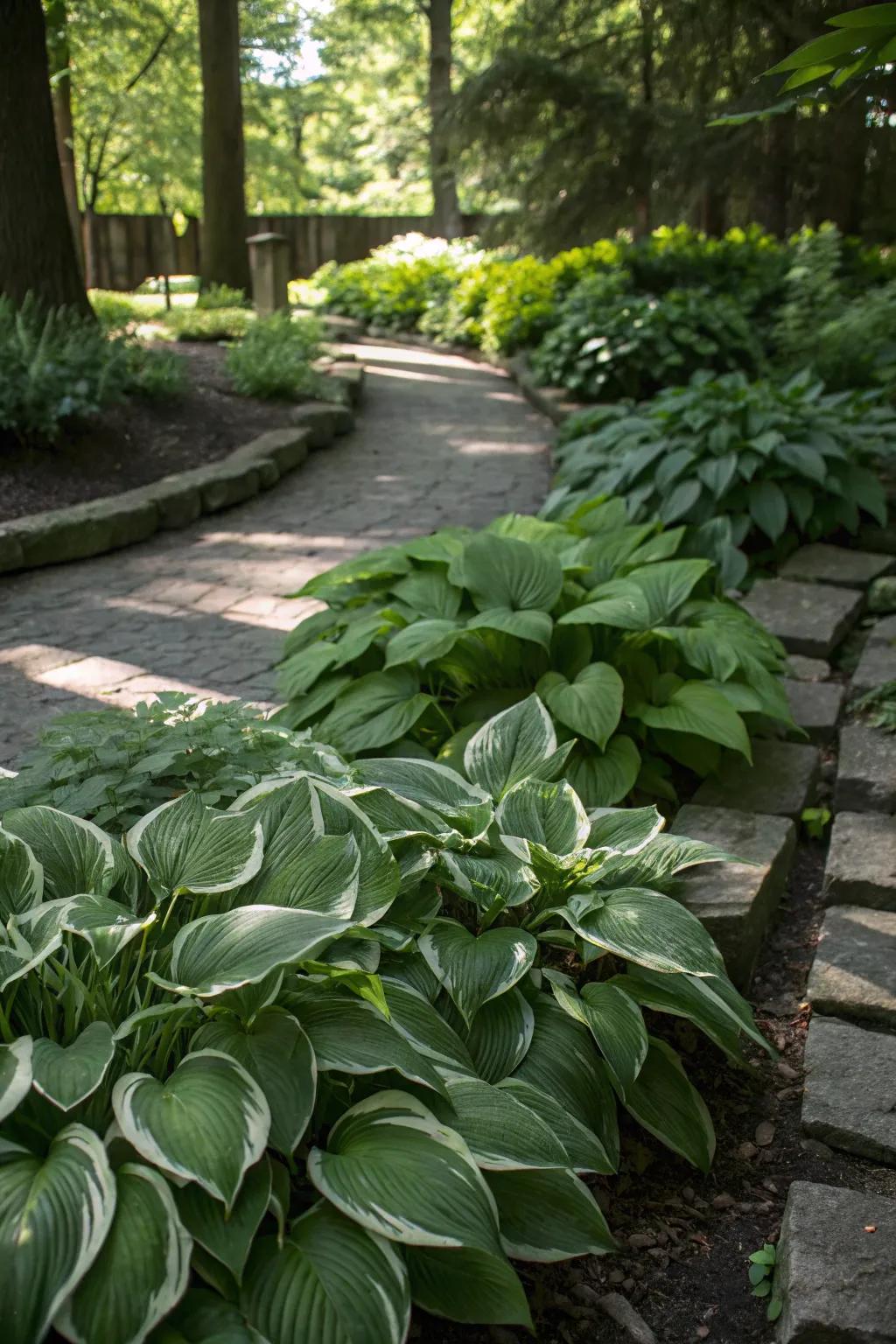 'Jade Leaves' providing lush greenery in shaded spaces.