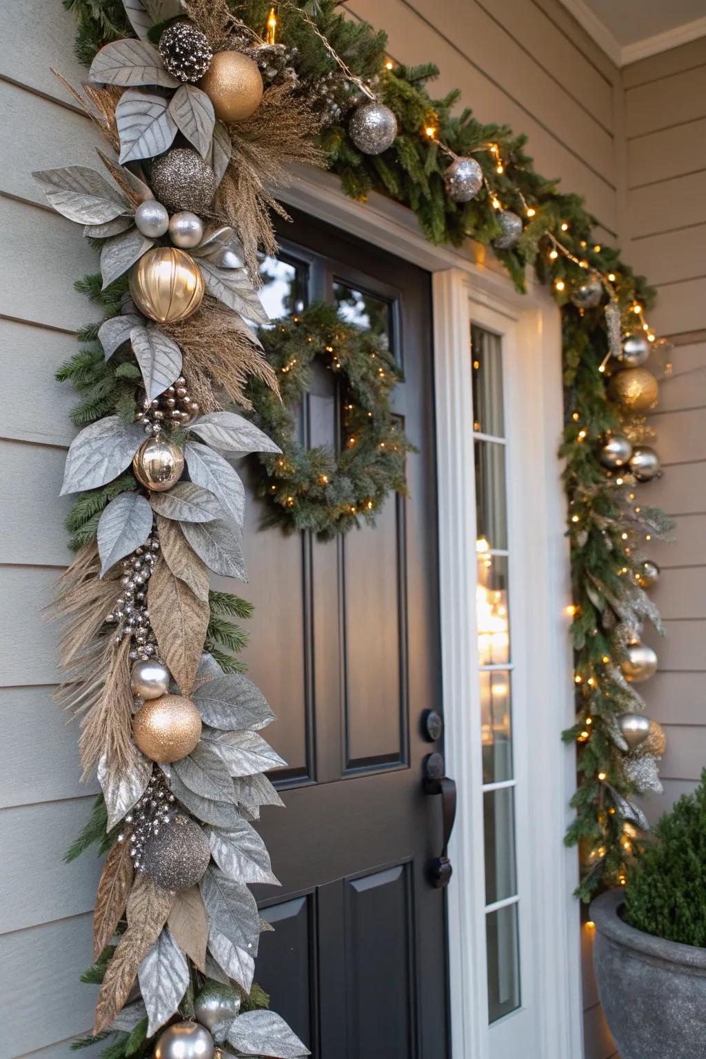 Metallic accents give your garland a glamorous touch.