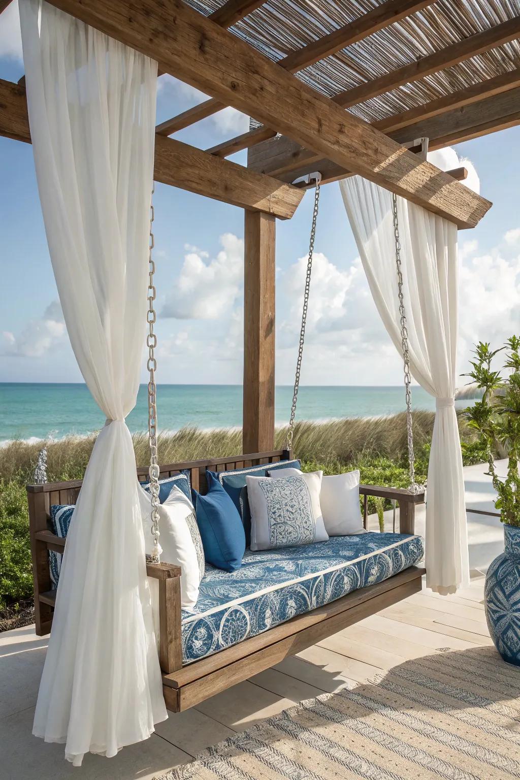Transport the coast to your porch with a coastal theme.
