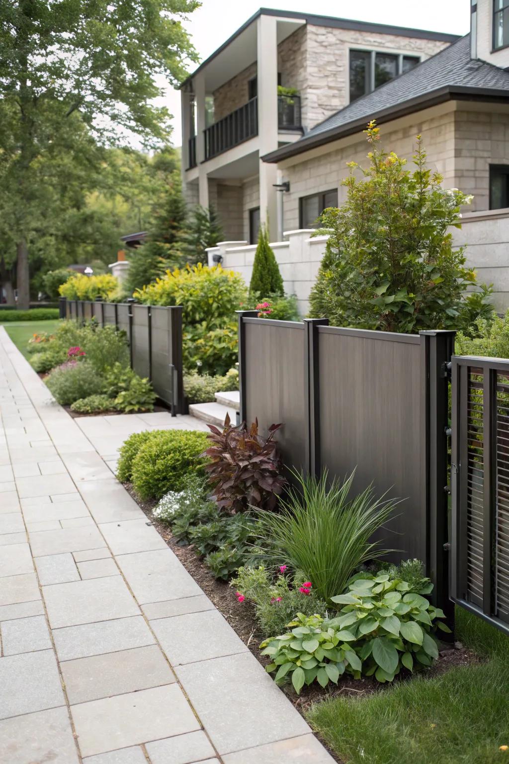 Metal panels introduce a sleek and contemporary edge to your garden's plan.