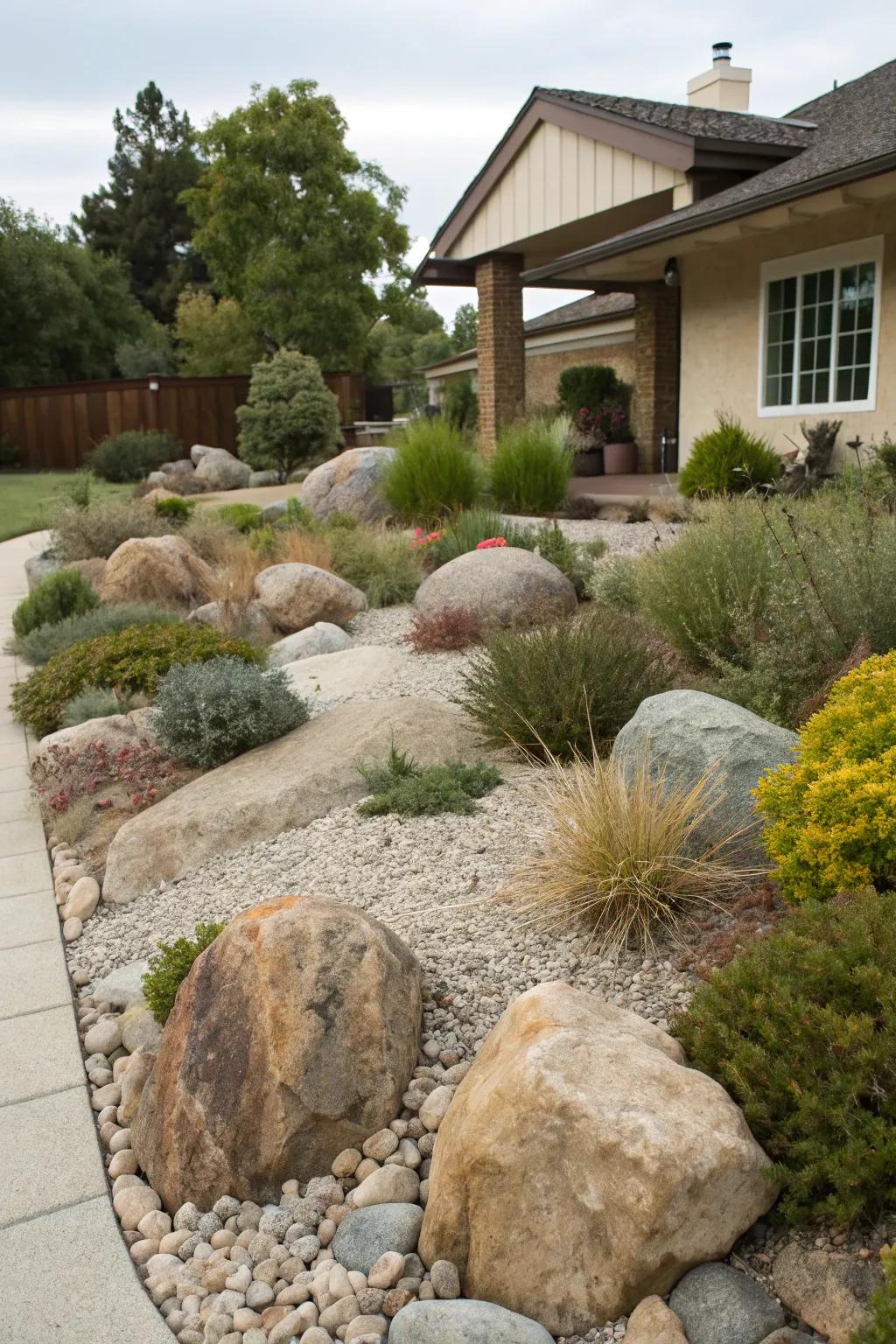 Stone gardens append rugged textures and minimal-upkeep allure.