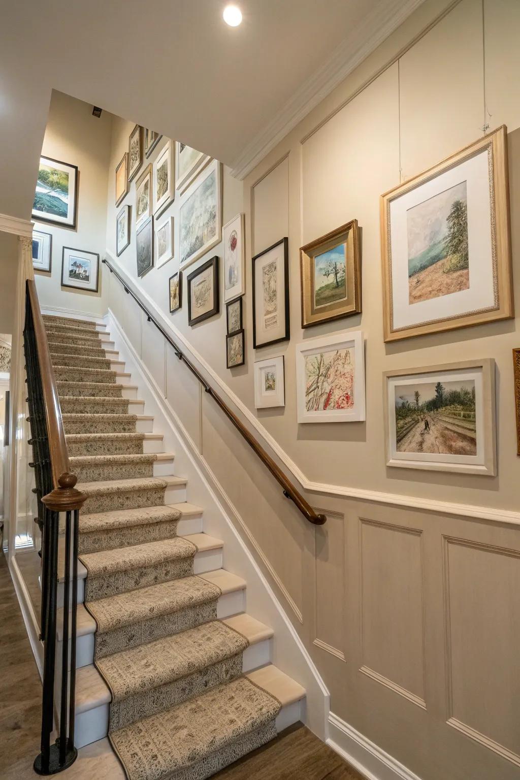 Neutral sceneries permit the display elements to occupy center stage.