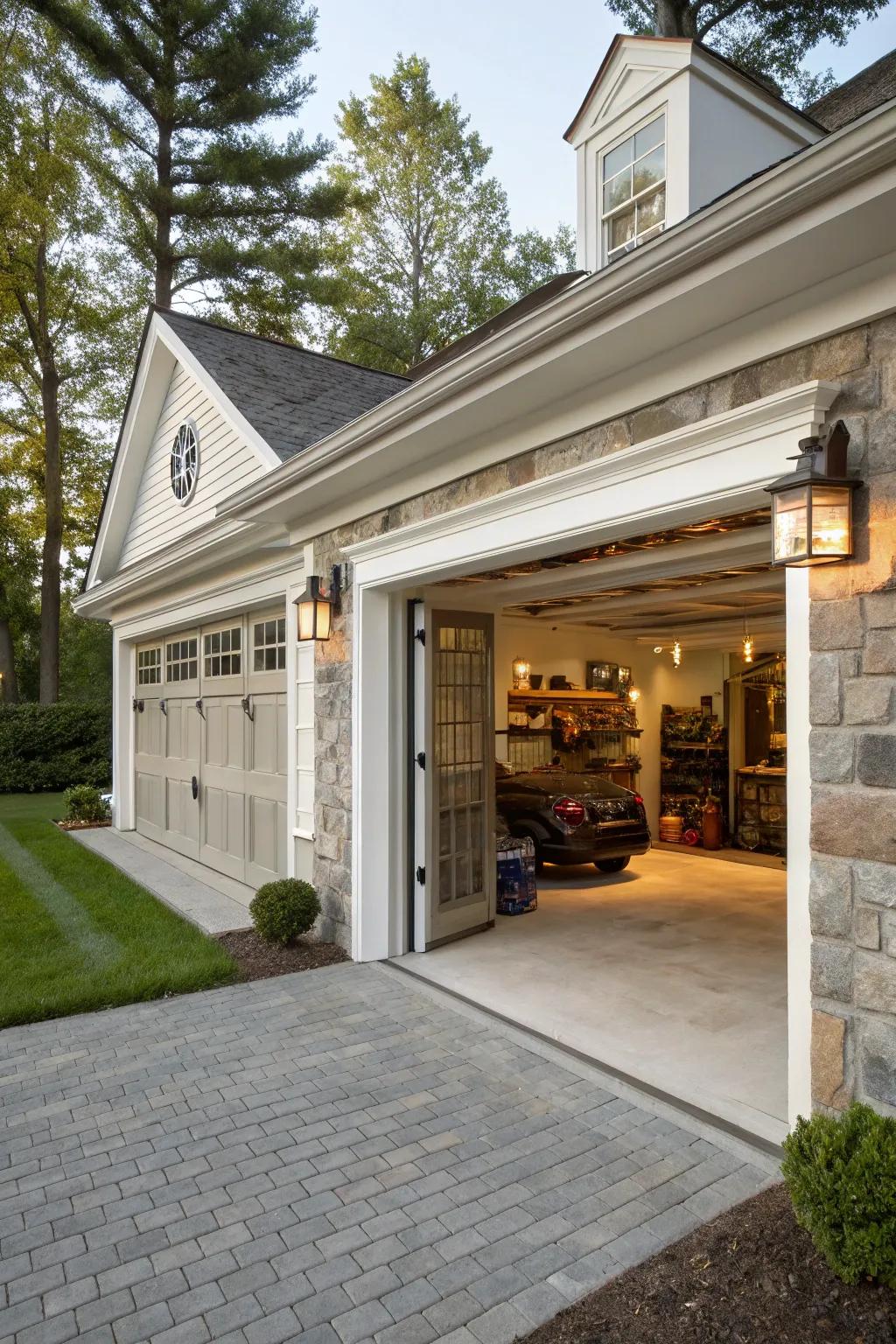 Pinnacle highlight adds elegance to the garage trim.