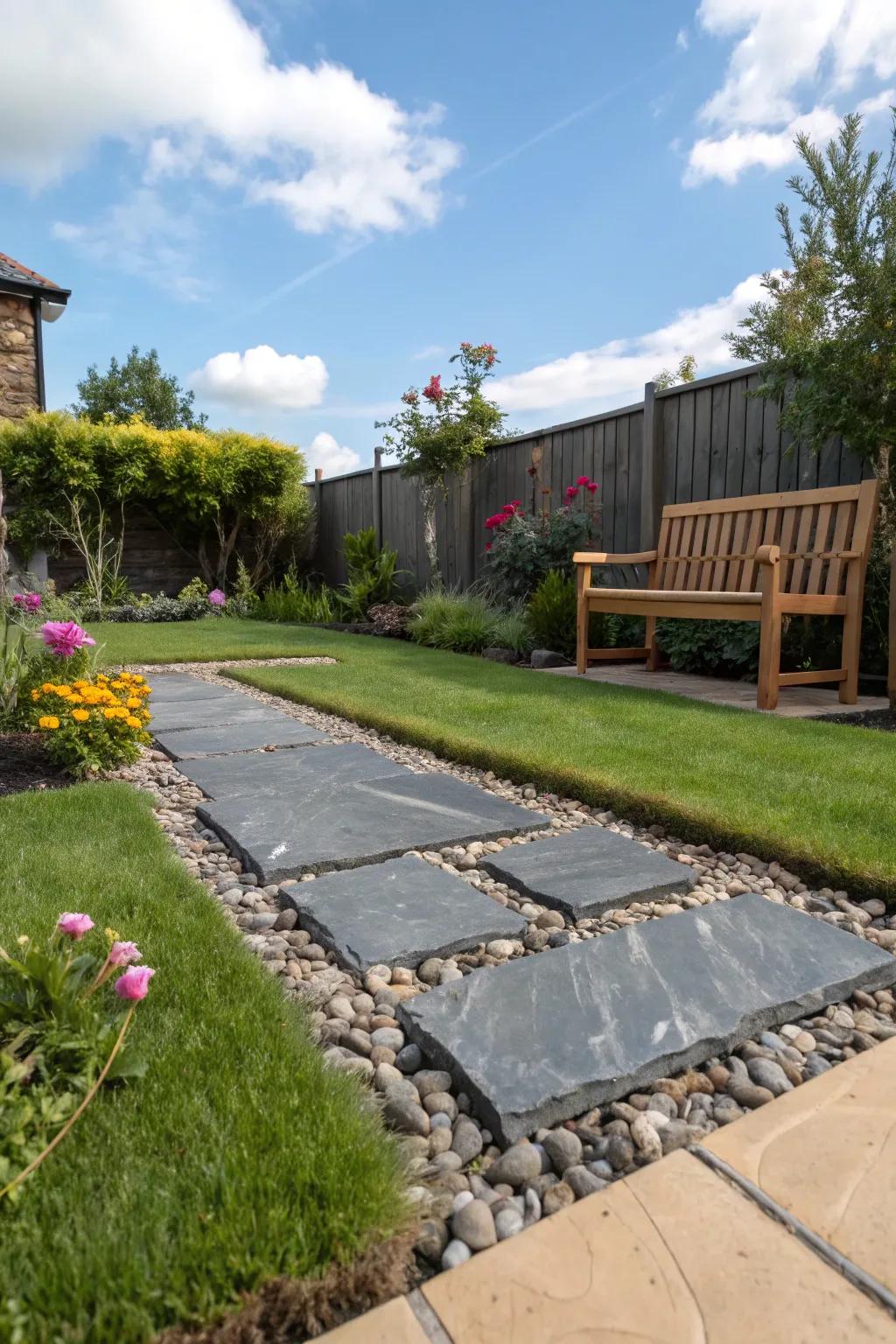 Plan a functional pet zone aided by stone fragments.