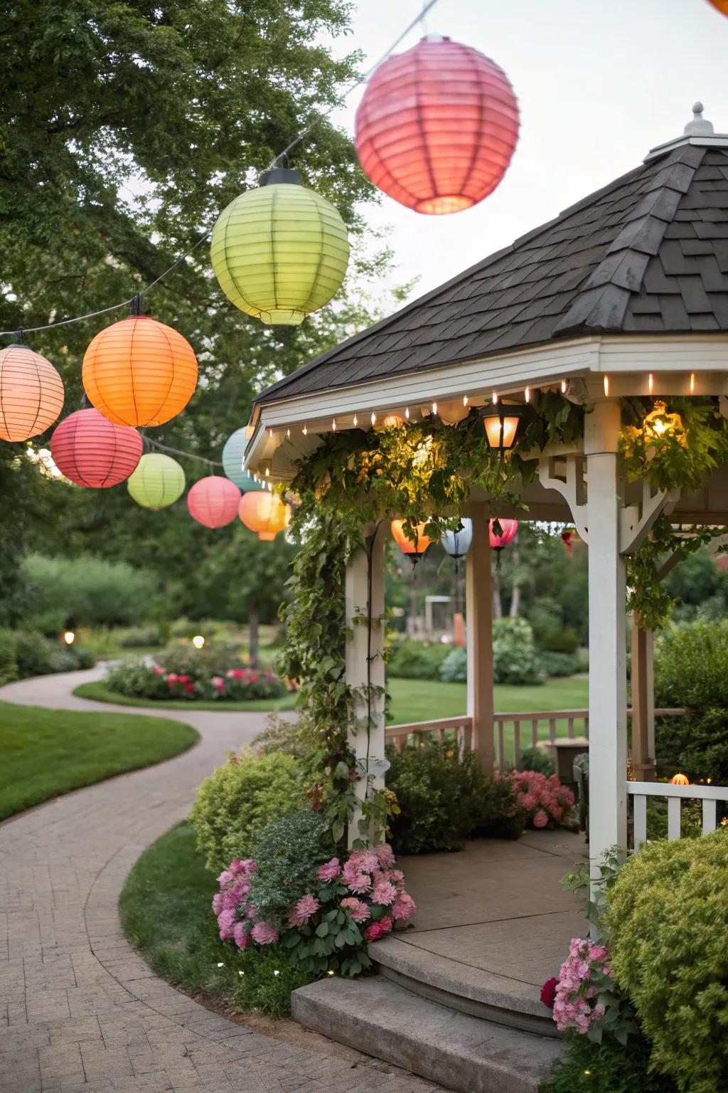 Parchment beacons contributing a vibrant and celebratory vibe.