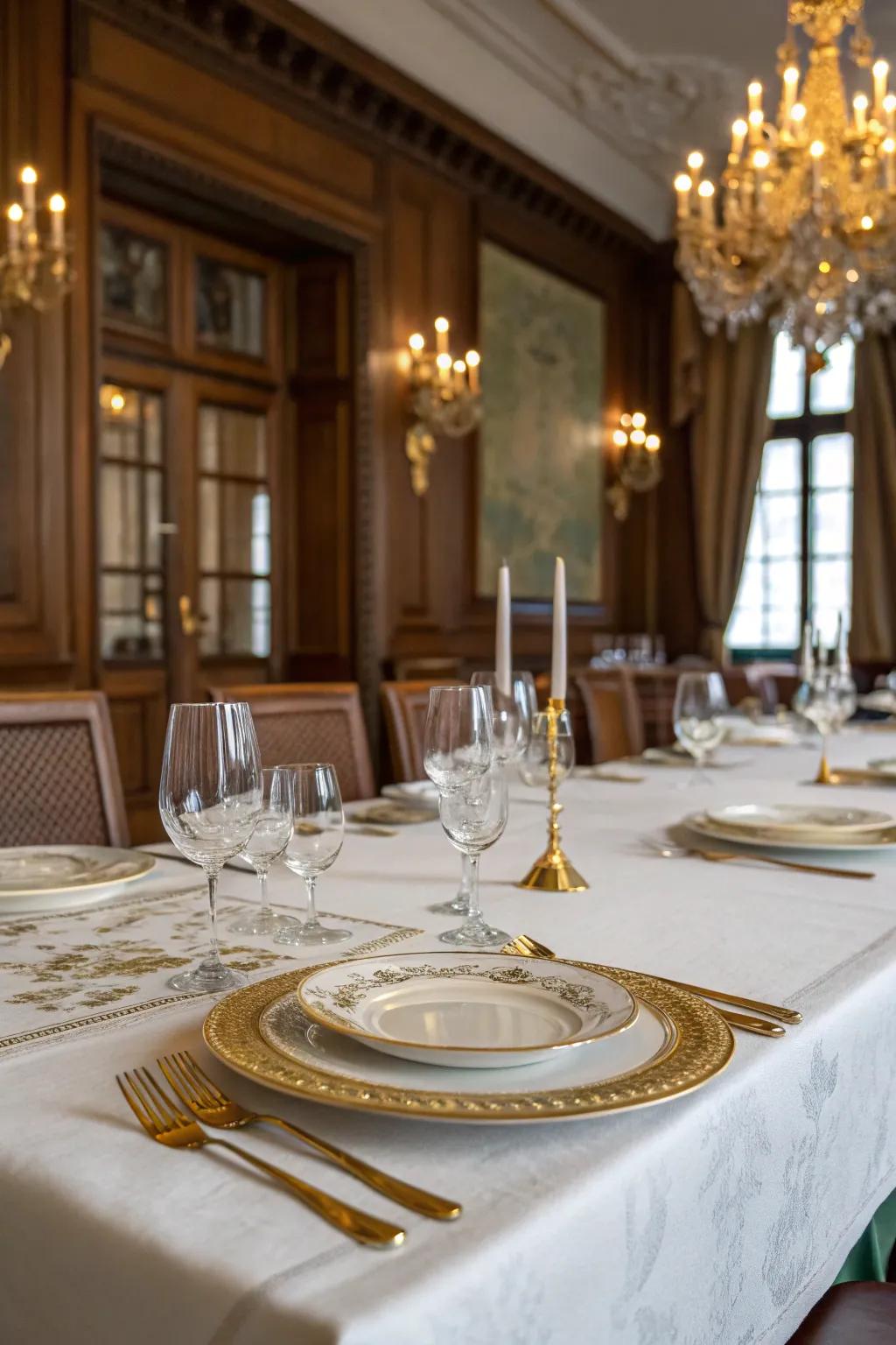 Golden implements amplify the refinement of your table arrangement.