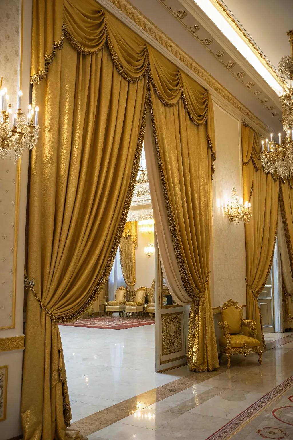 Gold textiles transform a room into an elegant and regal setting.
