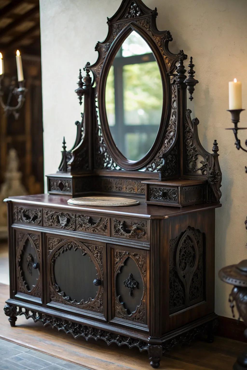 Unique looking glass contours add intrigue and visual interest.