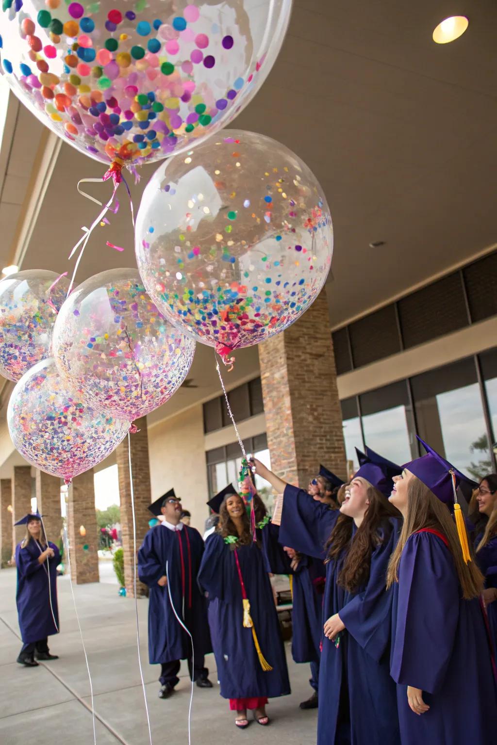 Confetti balloons adding a playful touch to the celebration.