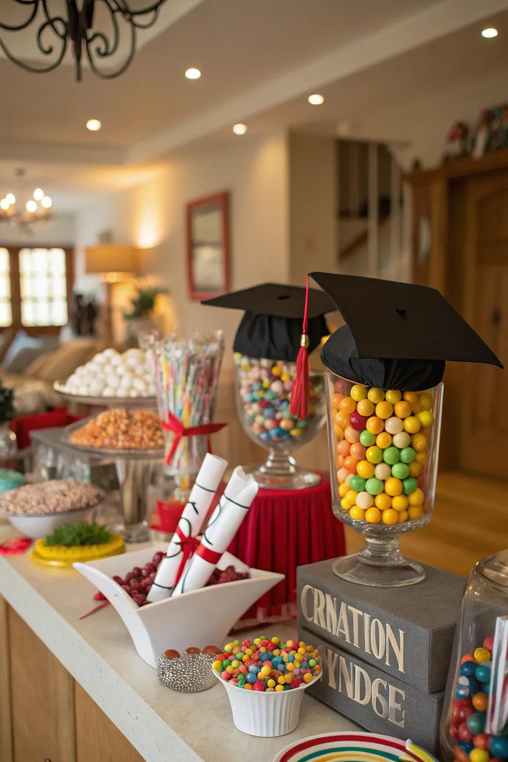 Themed accents add whimsy and fun to your graduation celebration.