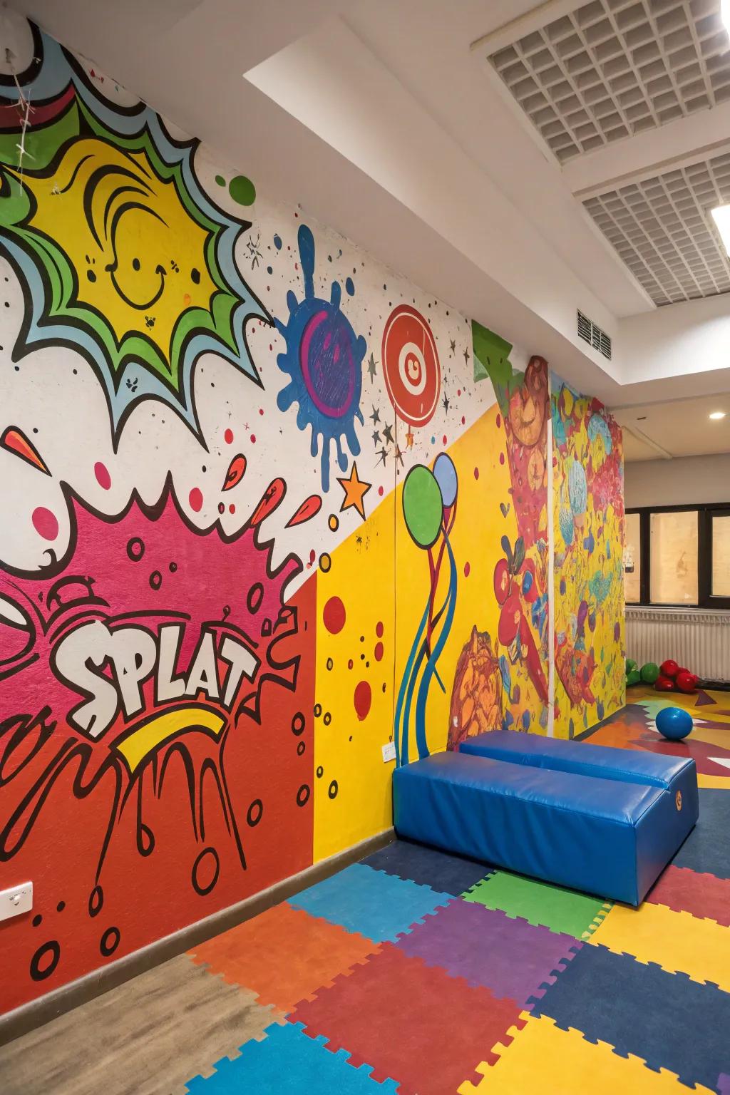 Dynamic dispersed artistry in a playroom