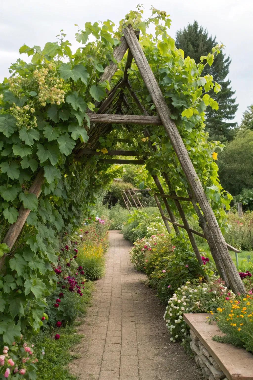 Triangular trellises offer simplicity and efficiency for grape growing.