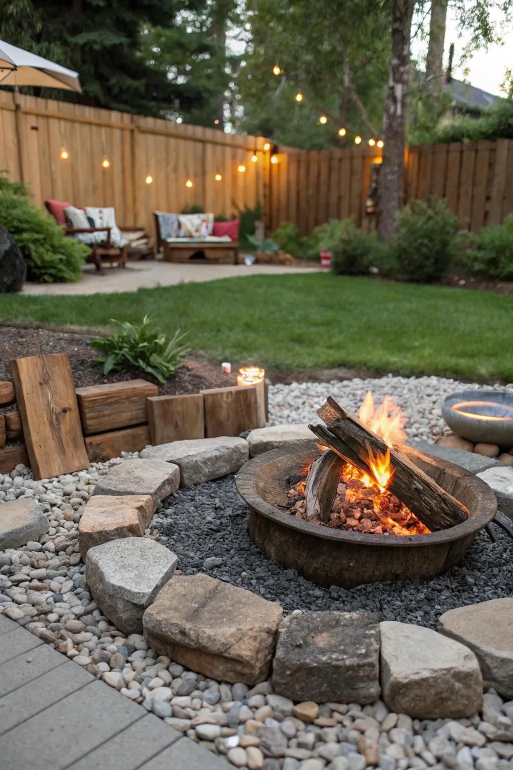 Mixing materials adds depth and character to your fire feature area.