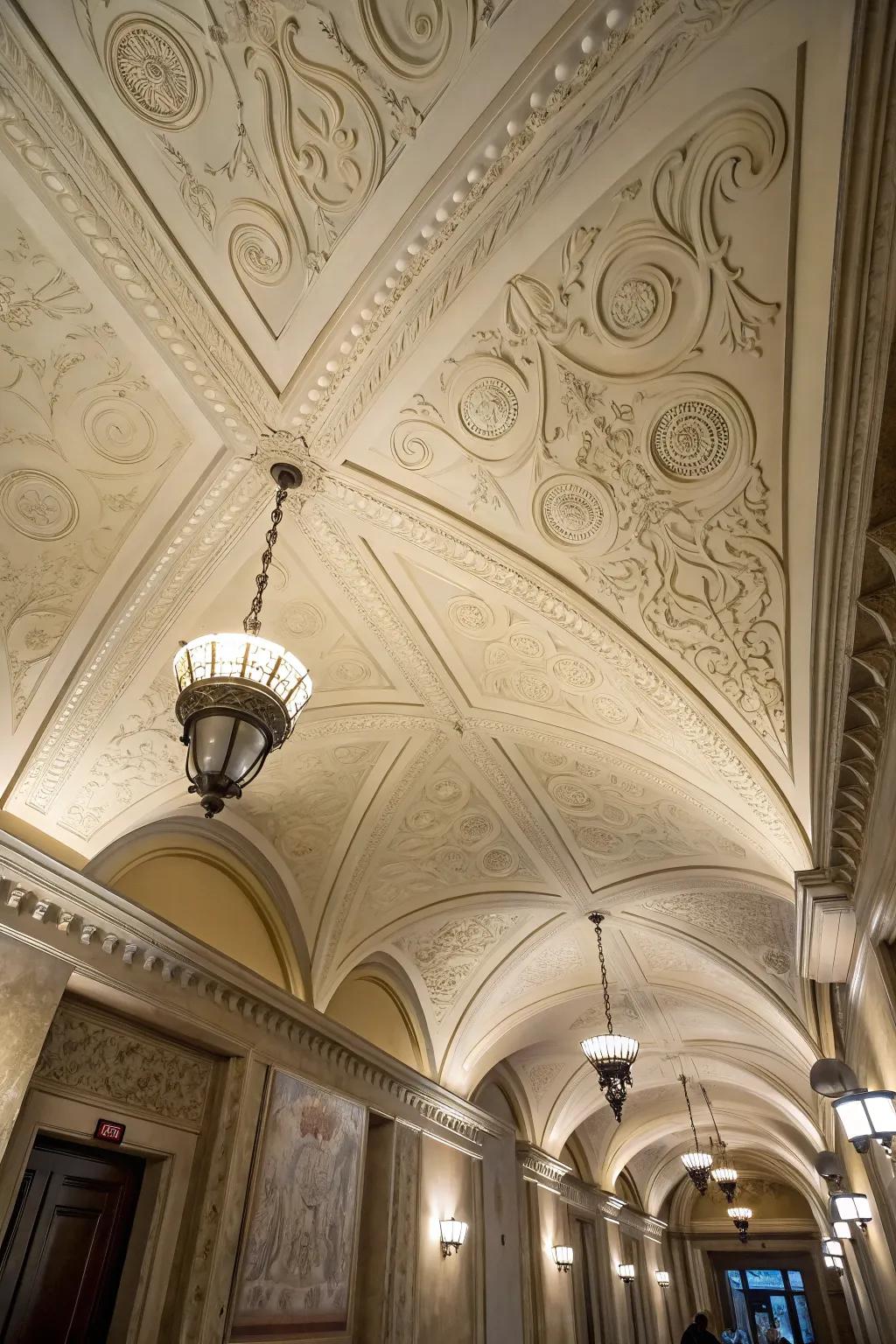 Painted textures can transform ceilings into artistic statements.