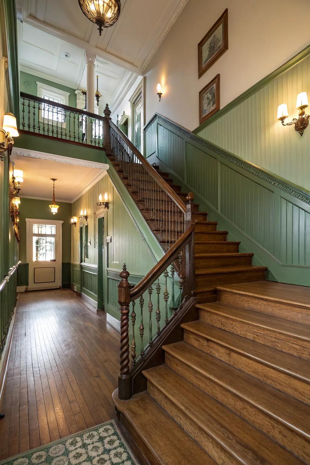 An elegant stairway with a consistent flow.