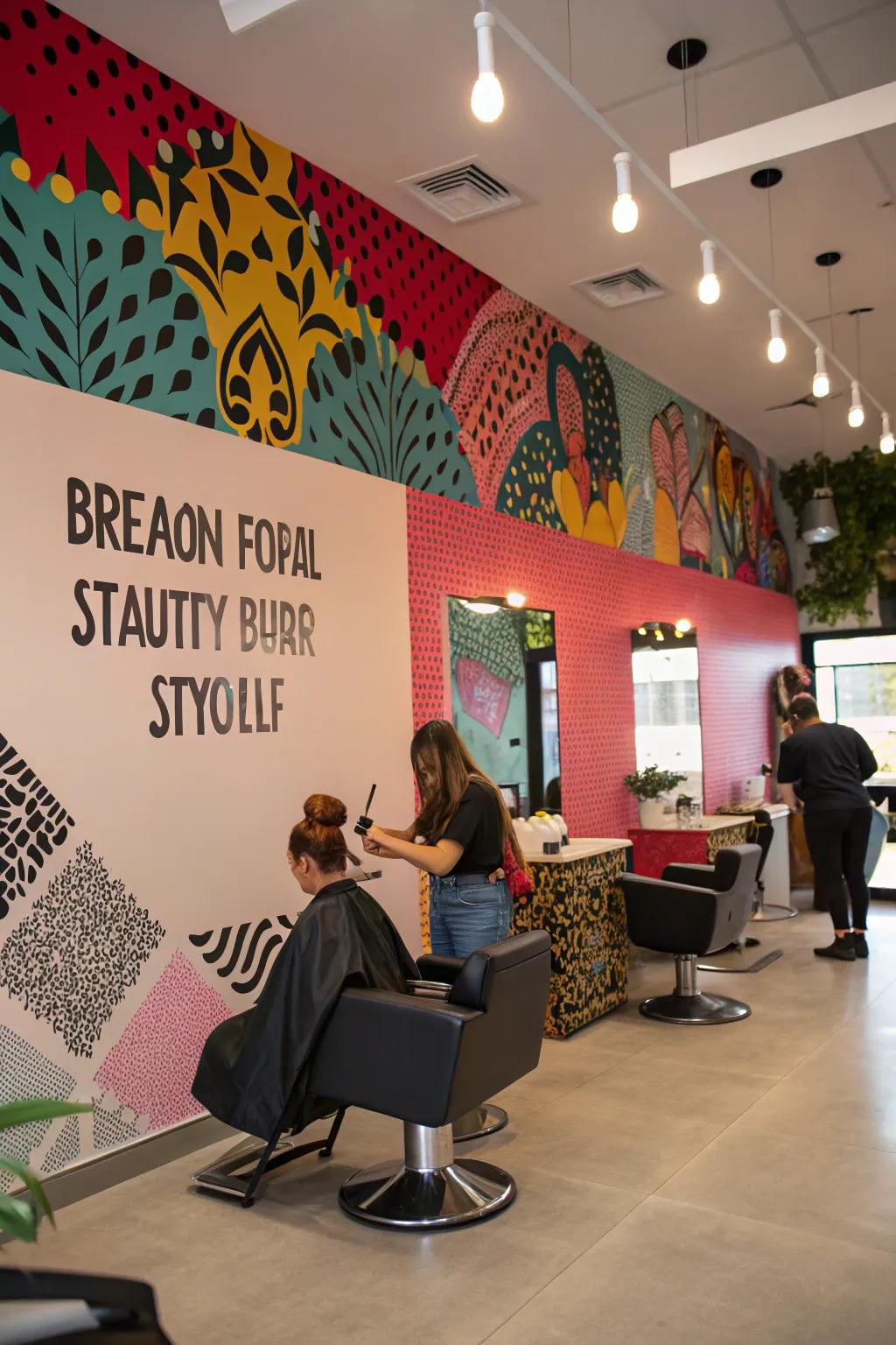 A statement wall leaves a memorable impact in your salon.
