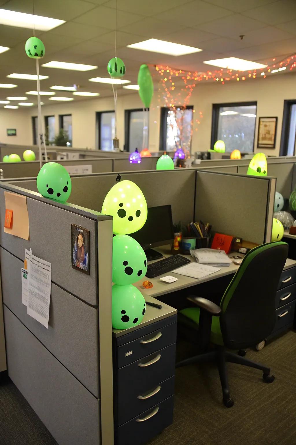 Prepare for an extraterrestrial raid with a futuristic and spooky layout.