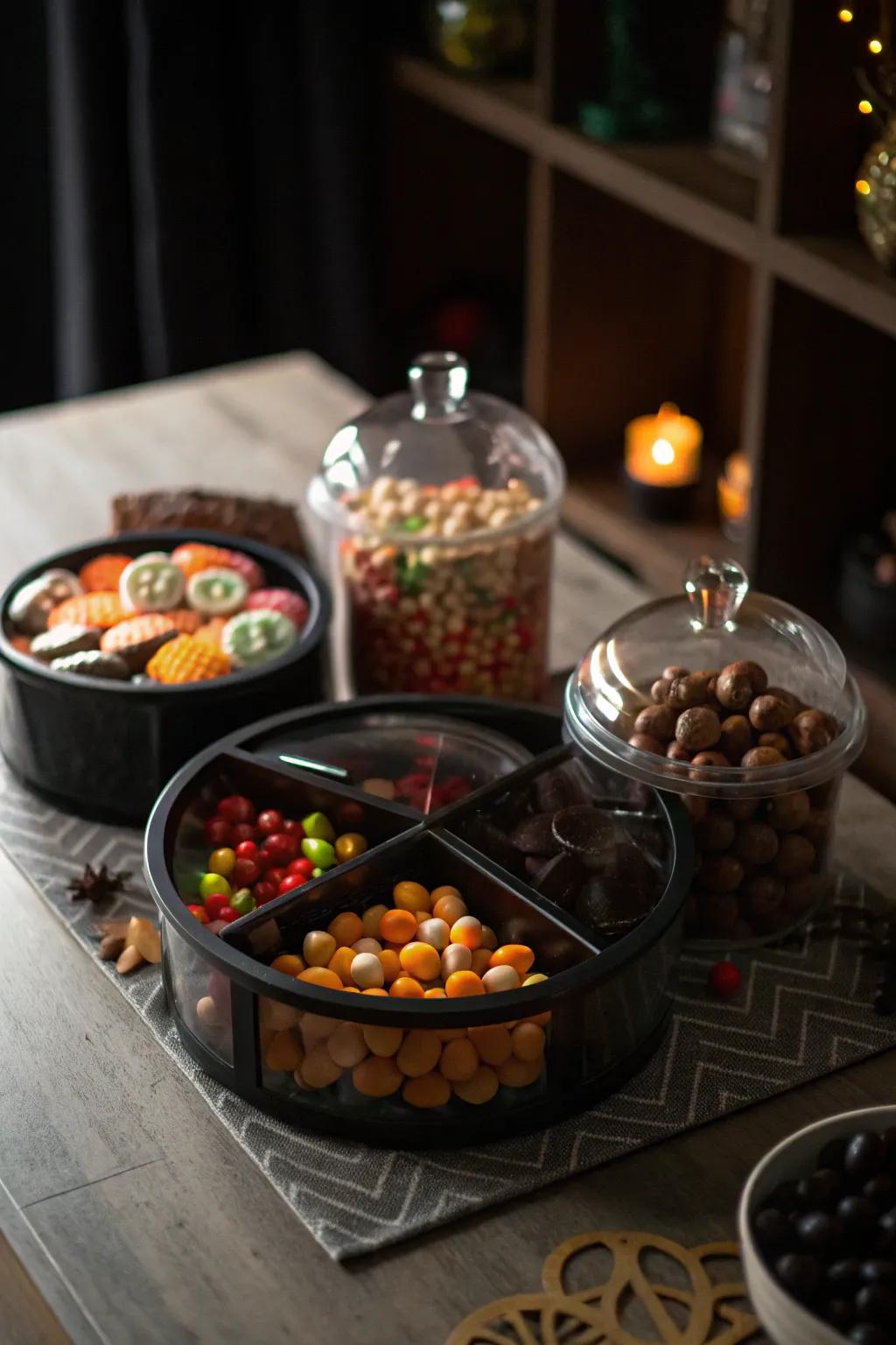 The secret sweets presented in opaque containers enhance the element of surprise.