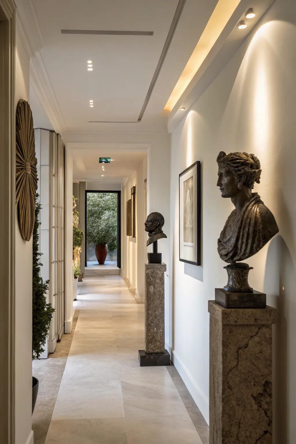 Sculptural pieces add elegance and visual appeal to your hallway.