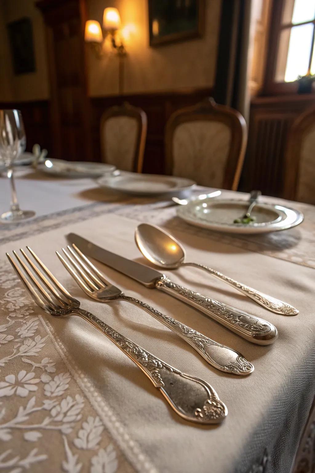 Silverware with engravings that introduces elegance to every meal.