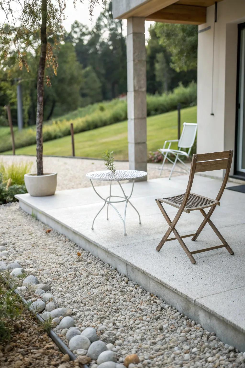 Decorative gravel adds a modern, textured look to your patio.