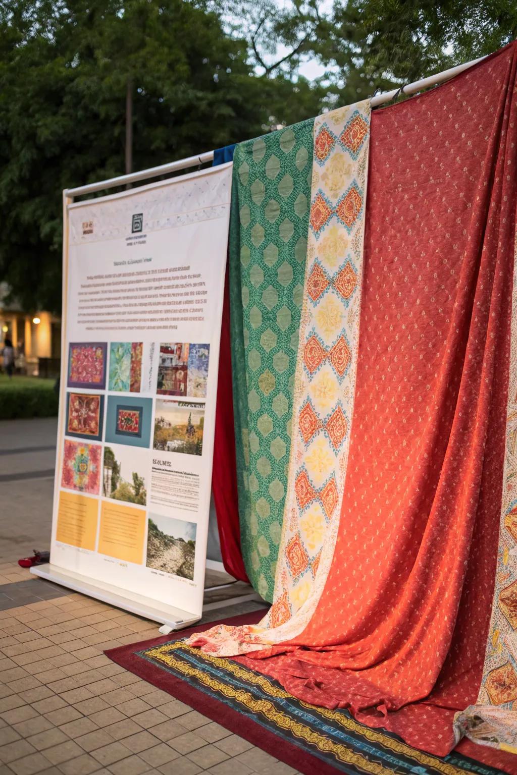A textile backdrop amplifies opulence to poster presentations.
