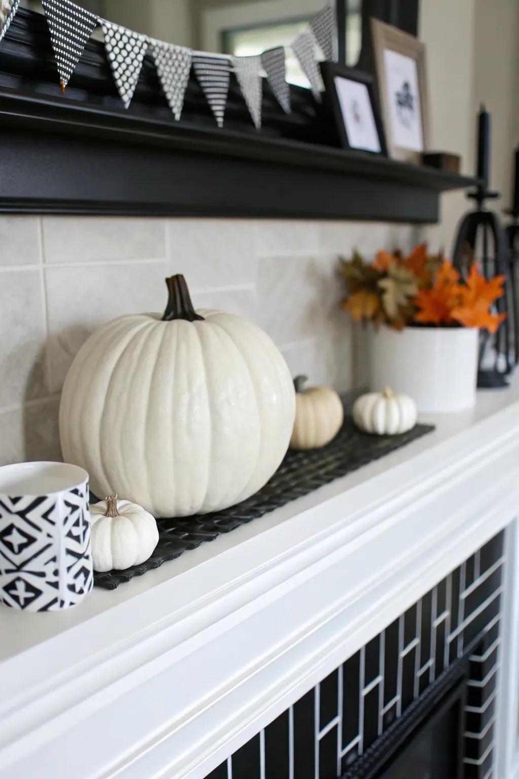 A monochromatic pumpkin adding modern simplicity.