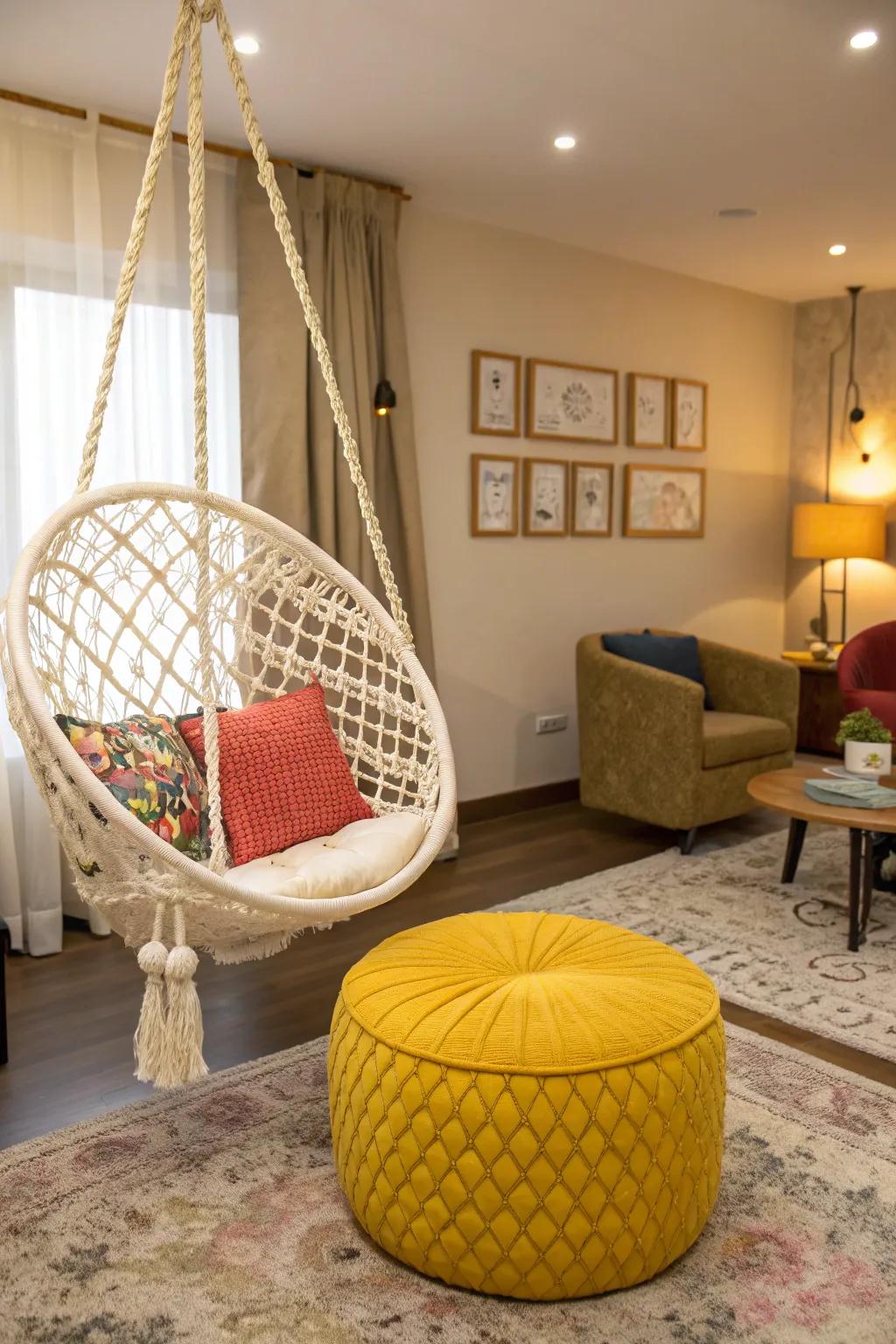 Playful elements adding a cheerful touch to the living space.