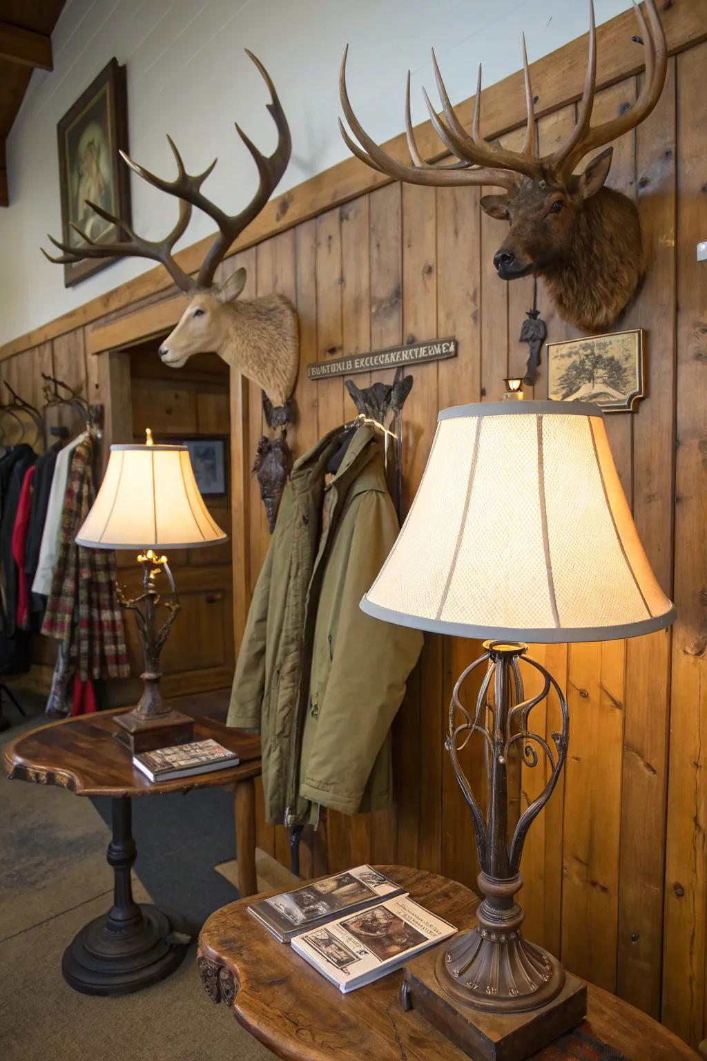Antler decor marries practicality with country elegance.