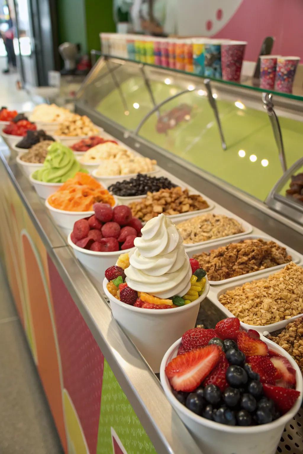 A frozen yogurt parfait bar provides a revitalizing and healthful alternative.
