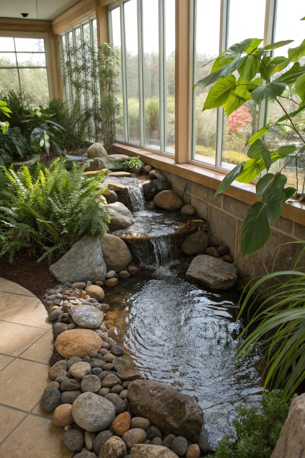 Indoor riverbeds offer a natural and tranquil aesthetic.