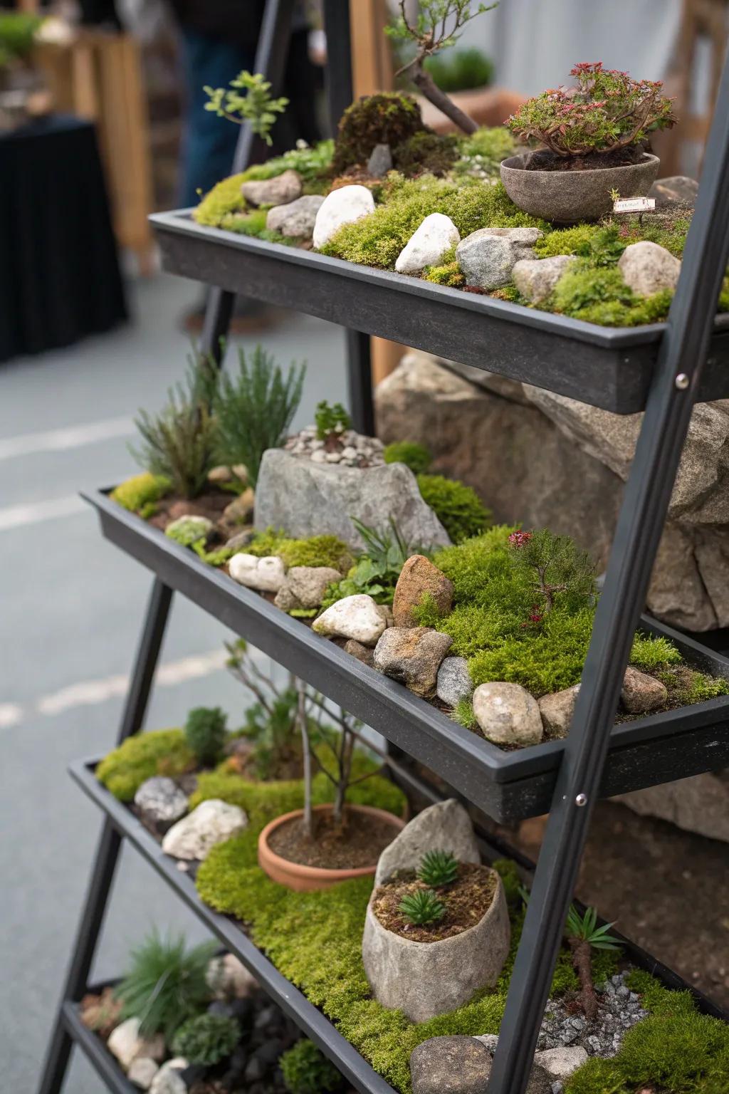 A staggered arrangement enriches visual engagement and depth.
