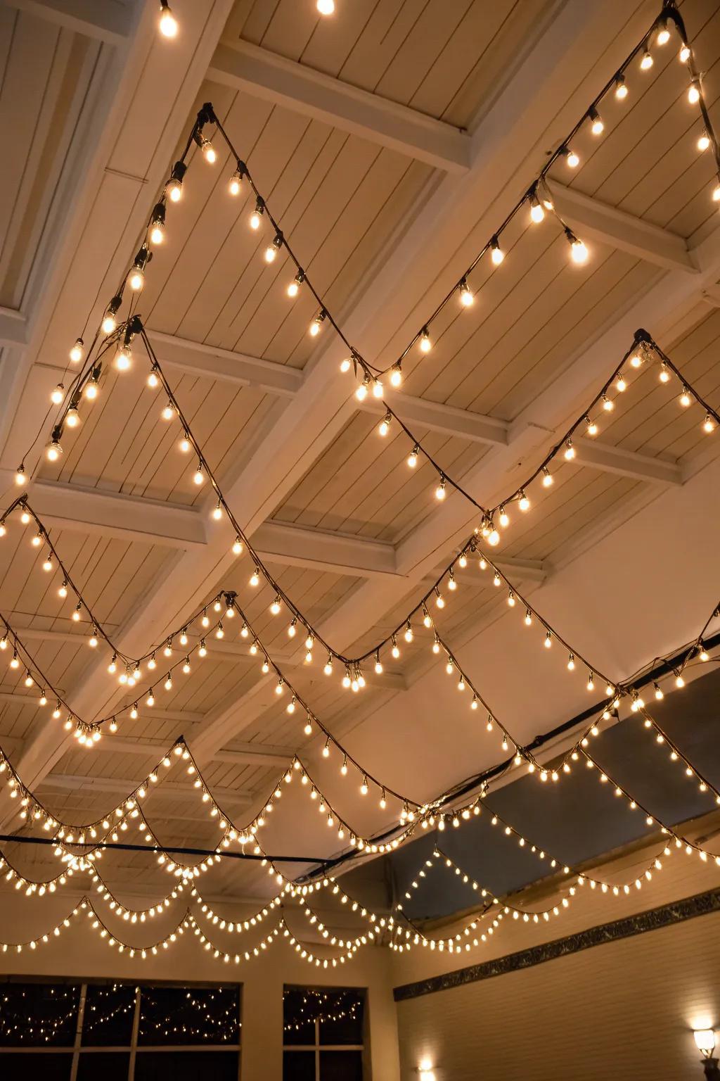 Add a playful touch with a dynamic zig-zag pattern of twinkle lights.