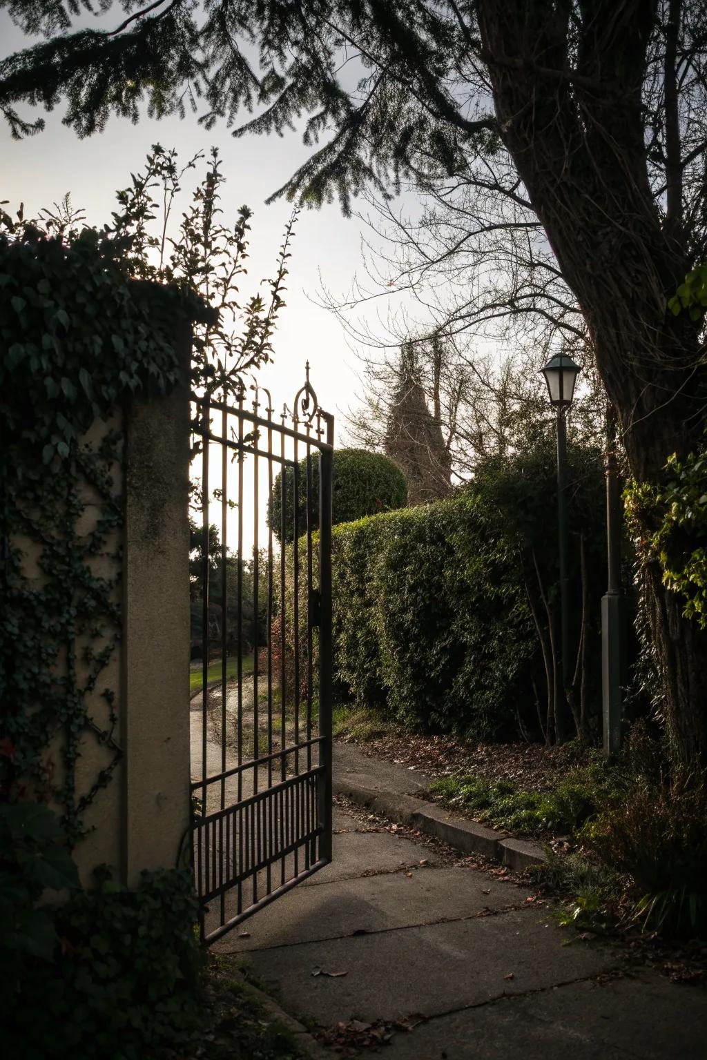 A hidden iron entryway that surprises and delights visitors.