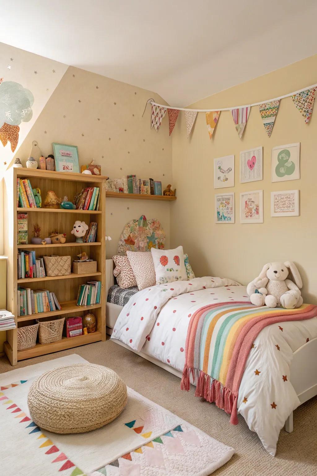 Comforting neutral shades foster a welcoming and restful ambiance.