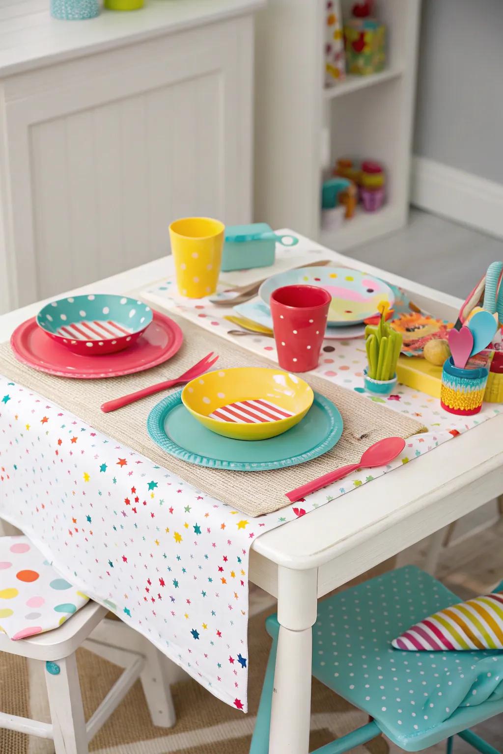 A mini dining table for child-friendly meals and gatherings.