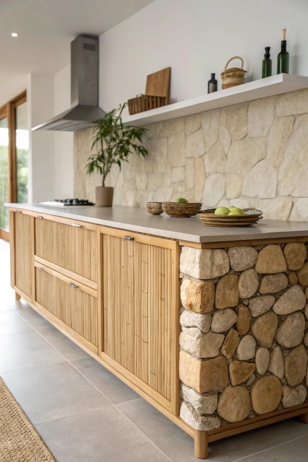 Natural materials create a serene and calming sideboard design.