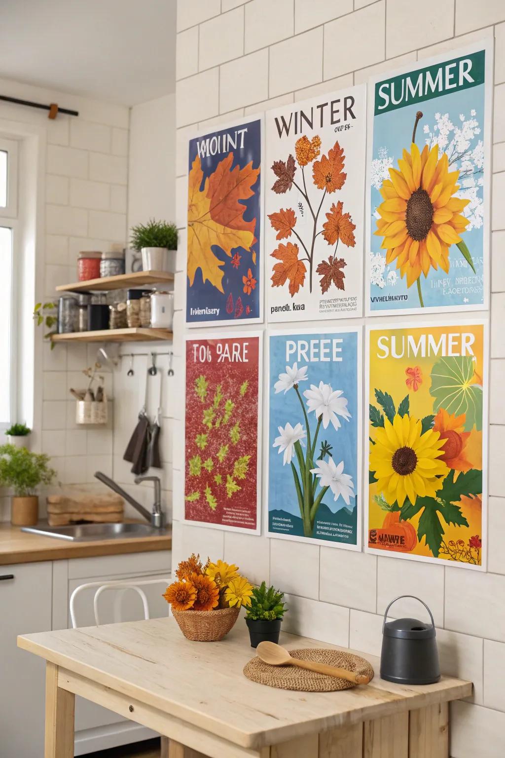 Seasonal themed posters to revitalize your kitchen decor.