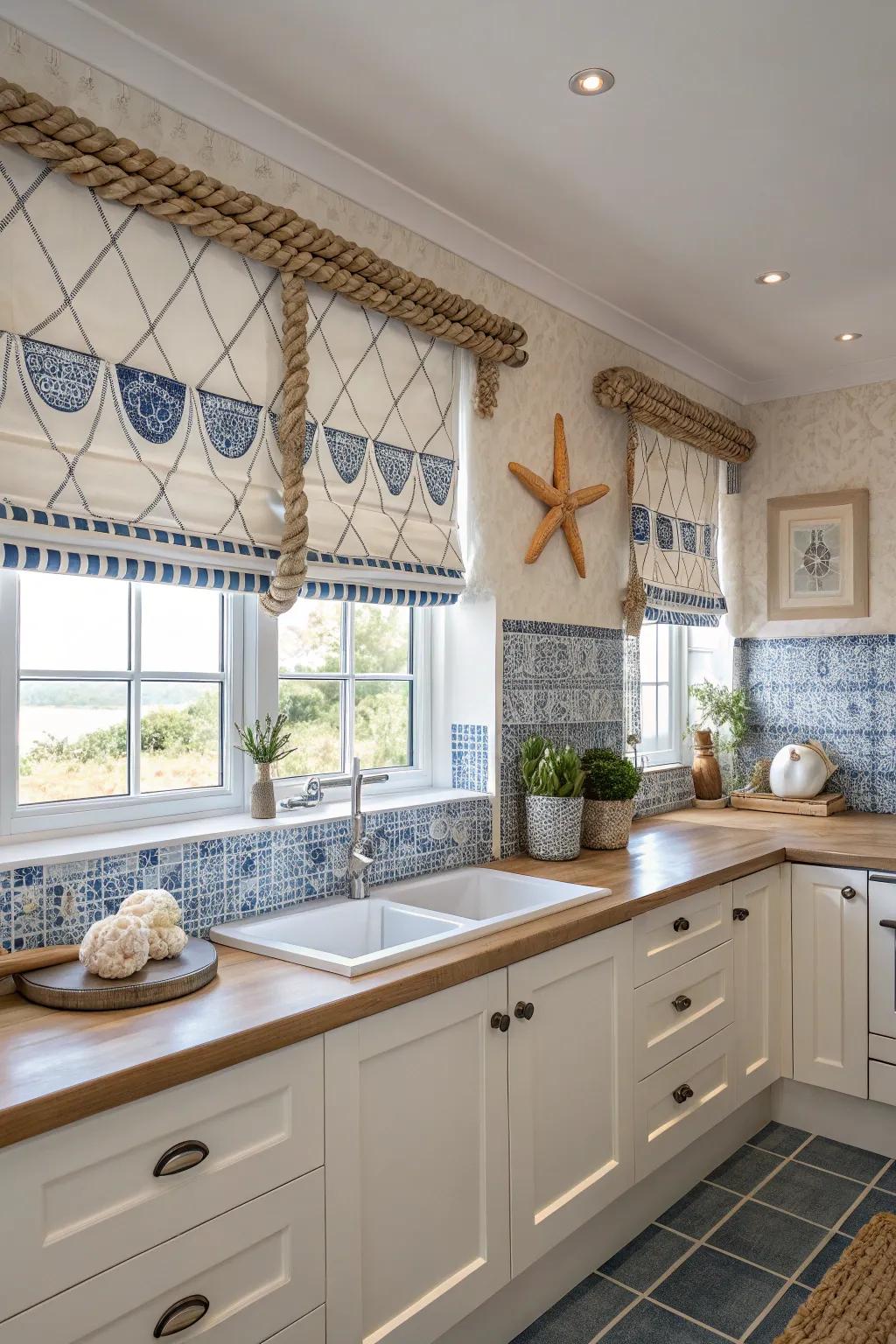 Seafaring themes bring coastal vibes indoors.