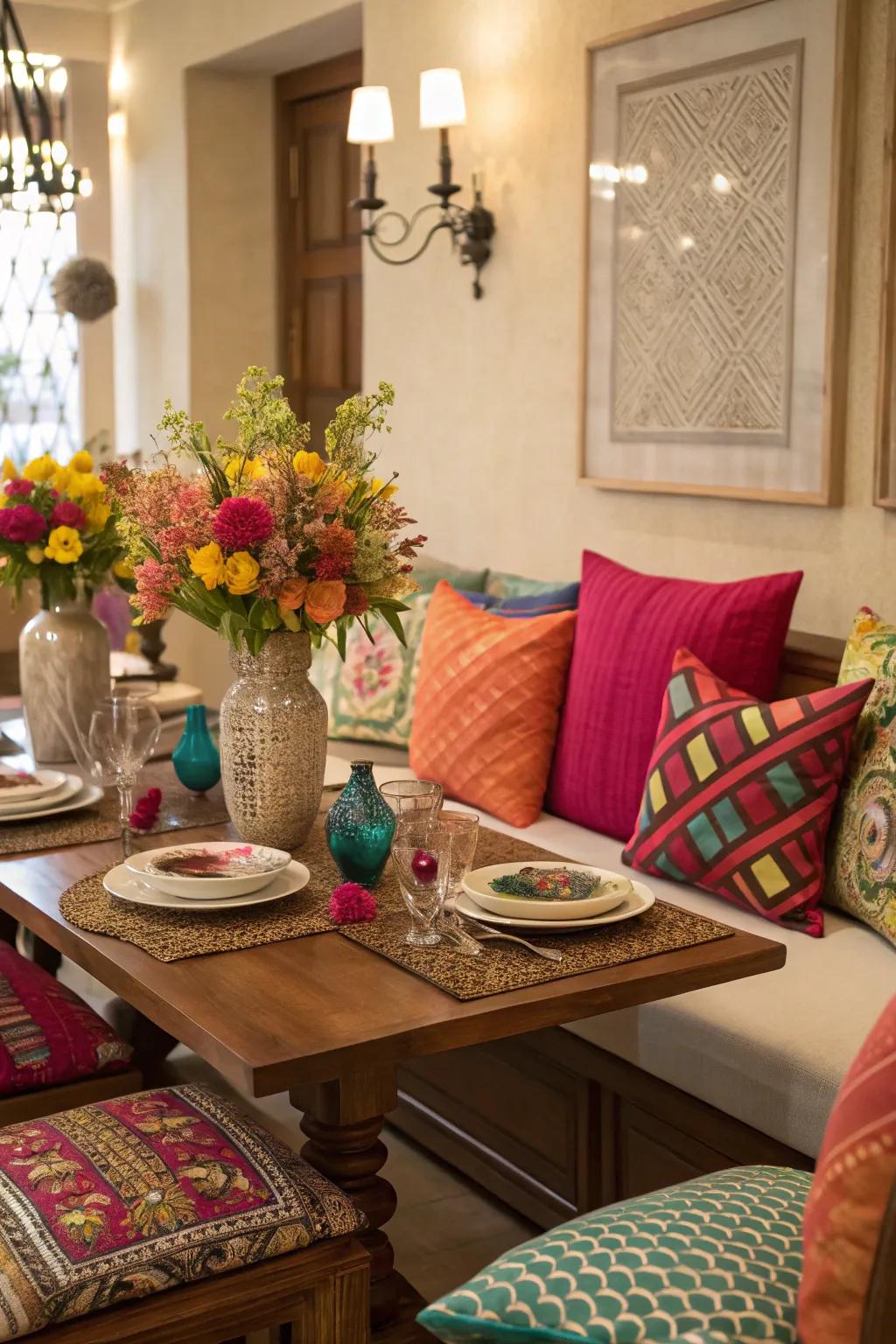 A burst of color can introduce vibrancy to a subdued space.